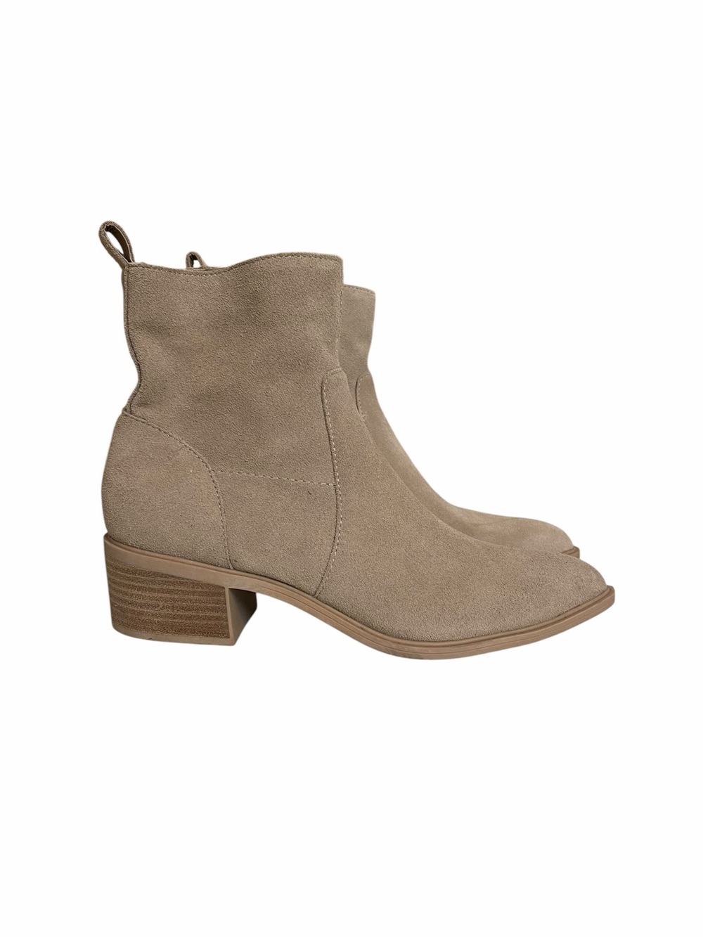 Dolce Vita Bryson Taupe Suede Leather Block Heel Ankle Booties Size 11